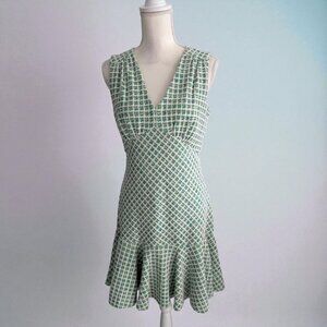 TAYLOR Green Boucle Stretch Drop Waist Ruffle Dress Size 8